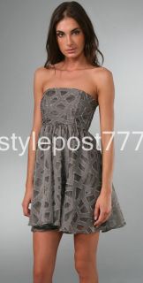 NWOT $484 Alice + Olivia Strapless Kristin Celebrity Gray Dress Size 0 