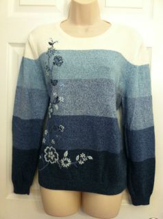 Alfred Dunner Size PXL Womans Multi Blues Sweater With Beautiful 