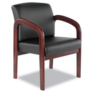Alera ALERL43ALS10M Guest Chair Mahogany Black Leather