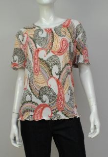 New Alfred Dunner Womens Blouse Short Sleeves Multi Top L