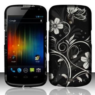 Samsung Galaxy Nexus Prime i515 Black Flower Good Grip Hard Case Phone 