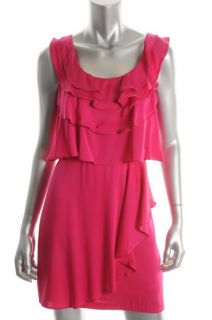 Ali Ro New Pink Silk Ruffled Sleeveless Pull on Semi Formal Dress 2 