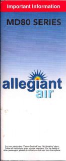 MINT ALLEGIANT AIR MD 80 SERIES SAFETY CARD AVIATION COLLECTABLE