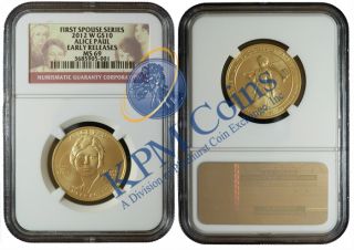   10 Gold 21st First Spouse Alice Paul 1/2oz NGC MS69 Early Releases