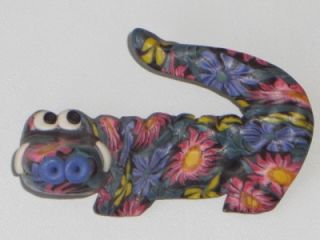 fimo millefiori 3d alligator polymer clay pin brooch