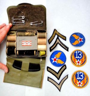   WWII Sewing Kit Patches Buttons Comb Military A G Daubert