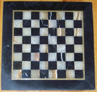 10 Square Marble Board Ancient Greek Metal Figures Chess Set