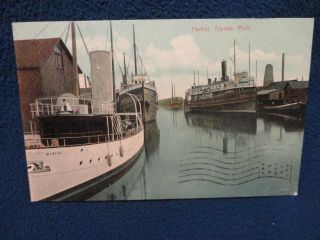 Alpena Michigan harbor. Fine early scene. Postmarked 1910 