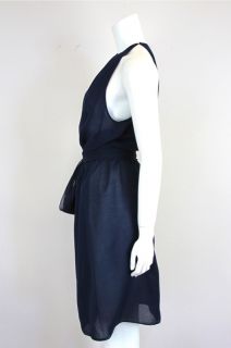 Halston Dress Navy Sheer Organza w Tie at Socialite Auctions 109 24 