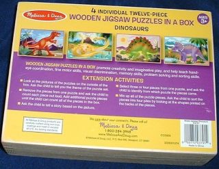 Melissa and Doug Jigsaws in a box, 4 dinosaur puzzles 12 pieces per 