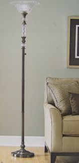 Floor Lamp Light Torchiere 71Stand Pewter Crystal Post