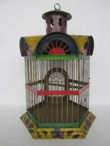 Decorative Tin BIRDCAGE16 Tall Handmade Handpainted Mexican Bird Cage 