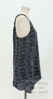 Alice & Olivia Black & Slate Print Silk Racerback Dress, Size XS