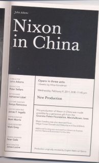 Nixon in China Playbill John Adams Peter Sellars Metropolitan Met 