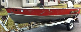 Lund 16 Aluminum Fishing Boat Johnson 55 HP Outboard Motor Trailer 