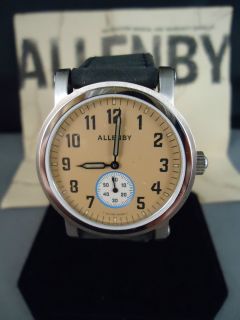 ALLENBY MENS WATCH 15 JEWEL SWISS MOVEMENT BLACK LEATHER BAND 9 