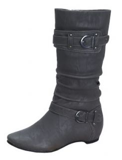 BLOSSOM AMAR 29 Women¡¯s round toe mid calf boots on hidden low heel 