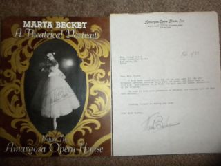 Marta Becket Amargosa Opera Death Valley Signed Letter