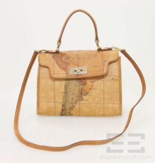 Classe Alviero Martini Tan Monogram Canvas Leather Trim Handbag