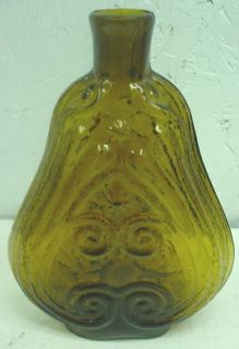 GX 10 amber scroll historical flask pontil Lancaster Glass Works base 
