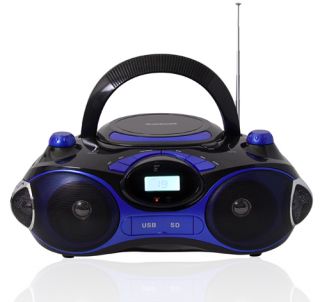   Am FM CD  Radio Player with USB SD Aux Input w Remote Blue