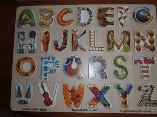 Melissa Doug Large Wooden Tray Jigsaw Puzzle Alphabet Art Puzzle