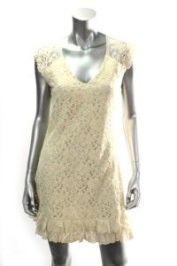 American Rag Knit Ivory Lace Womens Sleeveless Dress Sz L