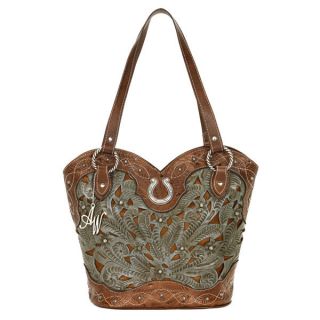 American West Boot Scoot Boogie Lady Lace Tooled Leather Handbag Purse 