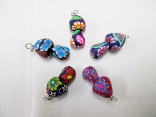 New lot of 5 FIMO MUSHROOM Pendants SHROOMS Clay Focal Bead for 