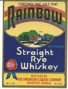 Rainbow Straight Rye Whiskey Label American Boston MA
