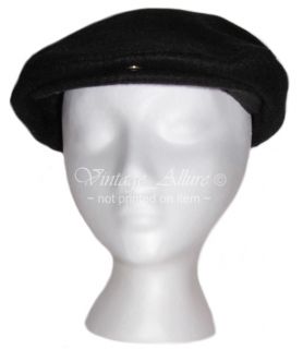 NWT100% Cashmere Pageboy Newsboy Hat Size SMALL   MEDIUM Black $60