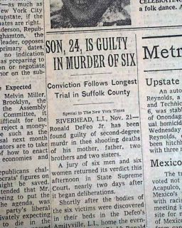 AMITYVILLE NY MURDERS Ronald Defoe Jr. GUILTY Horror Movie Fame 1975 