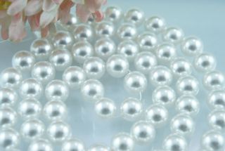 70 Pcs Strand 12mm Pure White Faux Imitation Plastic Round Pearl Beads 