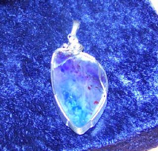 Heal Love Fly Richterite Sugilite Bustamite Sterling Wire Wrap Pendant 