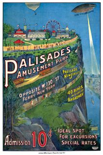 Palisades Amusement Park Post Card 1909 Poster View