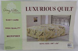 King Quilt Bedspread Comforter Amy Miller Modern Geometric Dark Green 