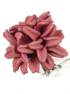 Leather Amaryllis Flower Adjustable Rhodium Ring BIA4 Pink
