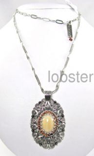   Design Exotic Amber Silver Pendant Necklace Swarovski Crystal