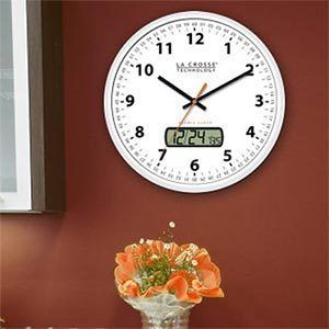La Crosse Atomic Analog Digital Wall Clock LCD Display Time Zone Home 