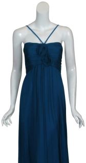 Amsale Pacific Blue Silk Chiffon Eve Gown Dress 12 New