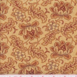 Andover Jo Morton Toasted 5864 N Tan with Large Burgundy Flowers by 