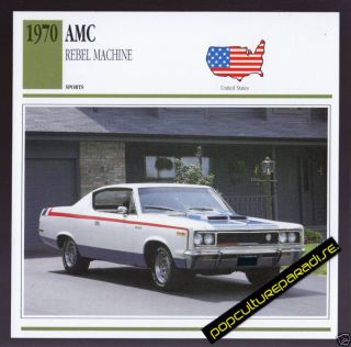 1970 AMC Rebel Machine American Motors Car Photo Card