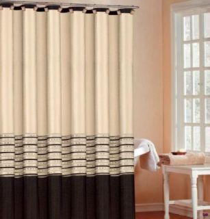 Luxury Faux Silk Mocha Chenille Striping Shower Curtain 72x72