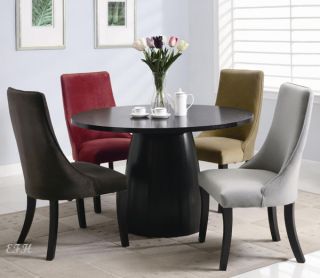 5pc Amhurst Black Satin Wood Dining Table Set Chairs