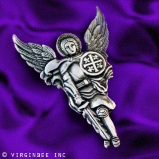 st michael archangel cross guardian angel silver pin shipping info