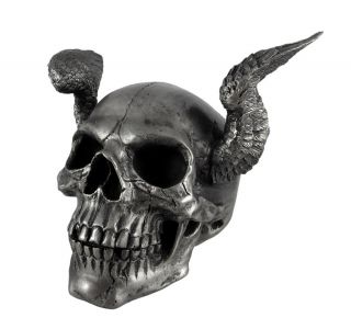 this awesomely evil angel winged skull figure statue is highly 