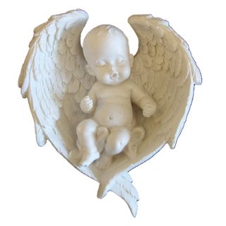 Baby in Angel Wings Ornament Statue Figure Christening Gift Grave 