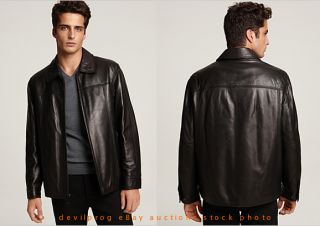   NEW YORK Mens Campbell Lambskin Black Leather Jacket XXL Andrew Marc