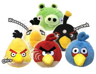 Angry Birds Noisy 4 Inch Plush Soft Toy Red, Black, Yellow with Sound 