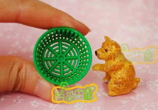 12 Dollhouse Miniature Animal Dog w/ Green Basket